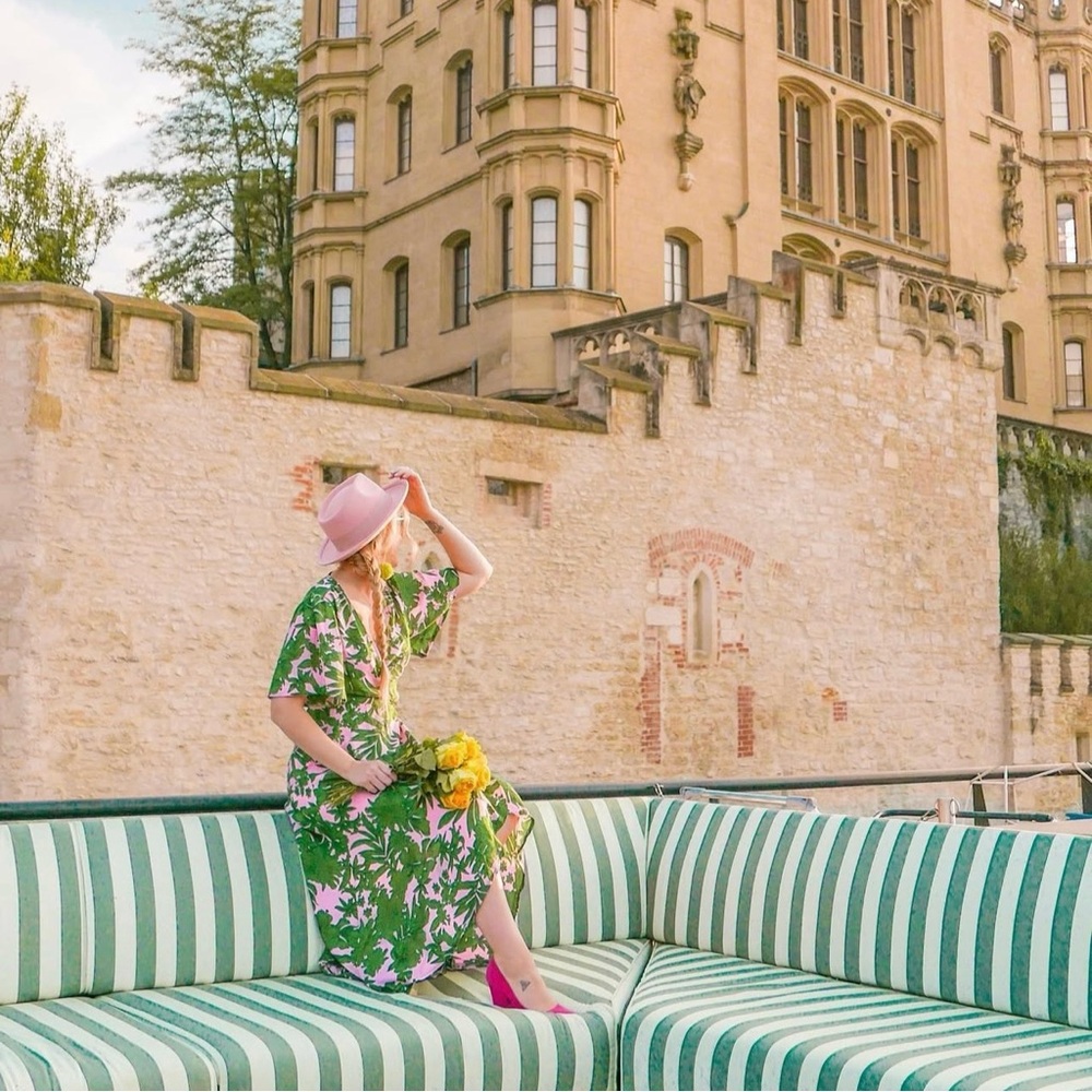Floral Green and Pink Wrap Dress - Picture 2 of 10